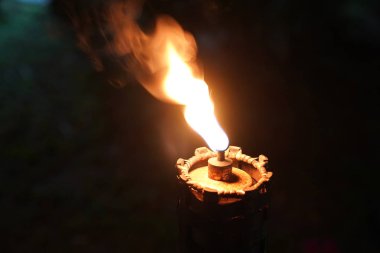 meşale kapatmak ve gece bahçede ateş.