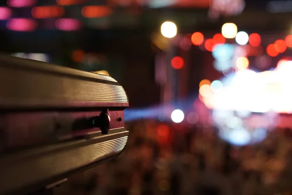 Sportlighter Shoots Light Laser Beam Concert Stage — Stock Photo, Image