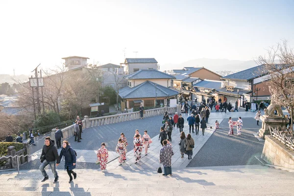 Kyoto Japón Mar 2018 Gente Viajero Tour Grupo Gente Local — Foto de Stock