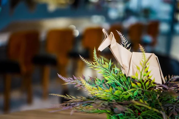 Papel Canguro Marrón Plegable Origami Decora Restaurante Cafetería — Foto de Stock