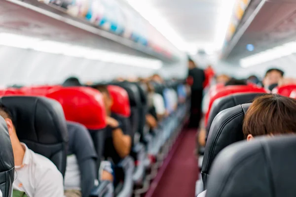 Asientos Avión Pasajero Sentados Toda Área Esperando Que Avión Despegue — Foto de Stock