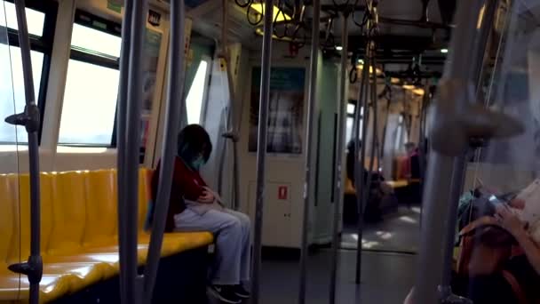 Bangkok Thailand Mar 2019 Tailandeses Estão Sentados Bangkok Sky Train — Vídeo de Stock