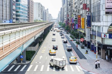 Taipei, Tayvan-3 Ekim, 2017: Taipei şehir ortamı ile tranf