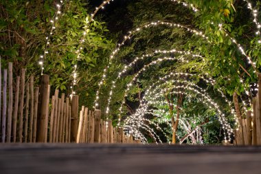 Aydınlatma hattı th mağara kavramı üzerine ağaç dekor asmak