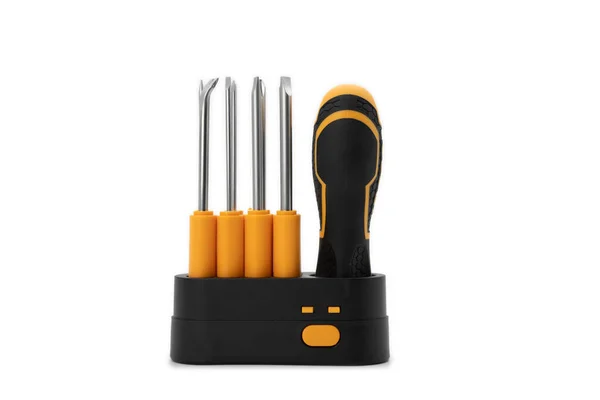 Screwdriver Black Yellow Color Set Can Change Various Use Standed — Stock Photo, Image