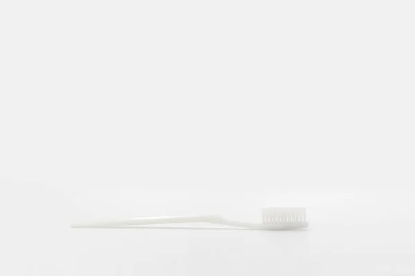 Isolated Simple Normal White Toothbrush Laid White Background Studio Light — Stock Photo, Image