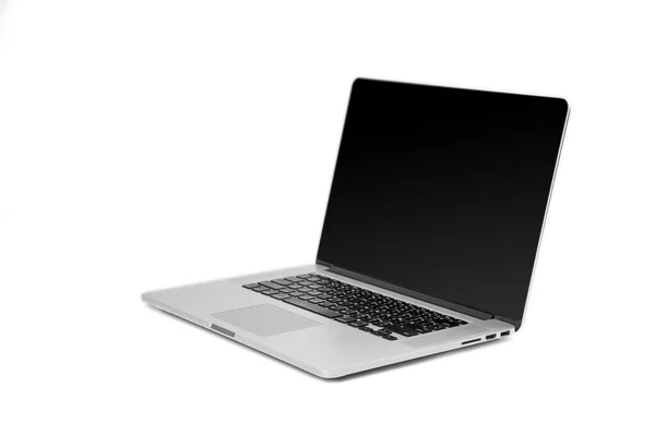 Laptop Notizbuch Metallic Splitterfarbe Neben Offenem Deckel Auf Weißem Hintergrund — Stockfoto