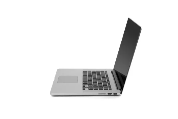 Laptop Notizbuch Metallic Splitterfarbe Neben Offenem Deckel Auf Weißem Hintergrund — Stockfoto