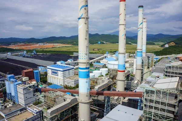 Industrie Centrale Électrique Usine Corée Tir Drone — Photo