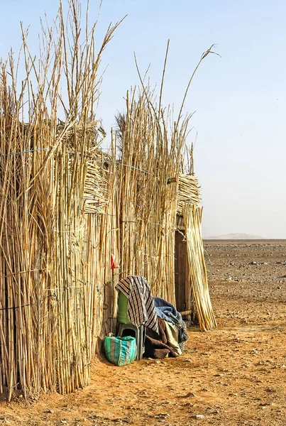 Thatched Bedouin Hut Desert Morocco — Stock Photo, Image