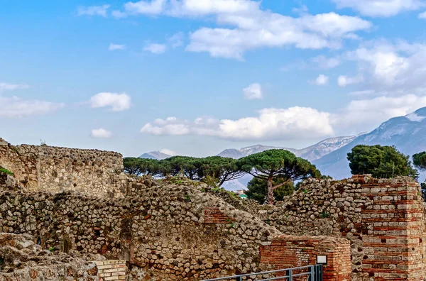 Pompeii Vesuvius Napoli Talya Nın Arka Plan Sit Alanı Içinde — Stok fotoğraf