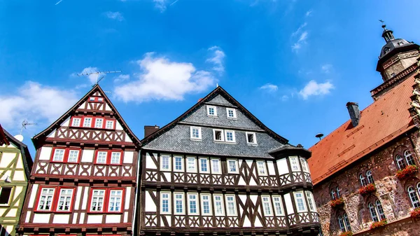 Eine Reihe Mittelalterlicher Bauten Auf Dem Markt Alsfeld Hessen Deutschland — Stockfoto