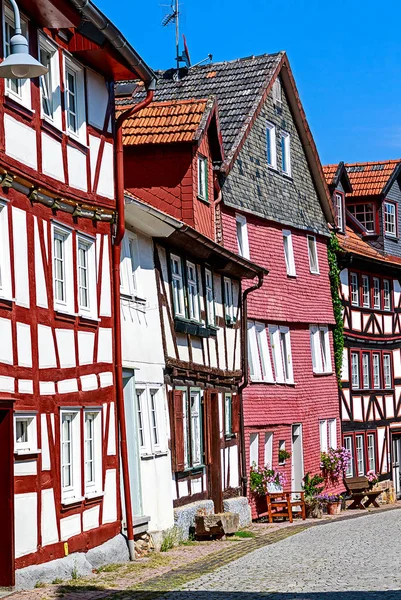 Alsfeld Hesse Germany Picturesque Small Narrow Medieval Street Which Remained — Stock Photo, Image