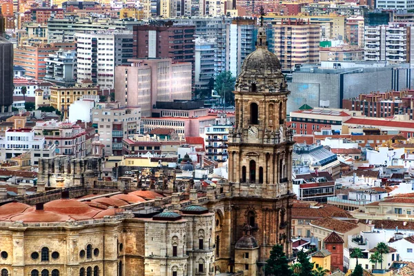 Blick Auf Die Stadt Malaga Mit Der Kathedrale Costa Del — Stockfoto