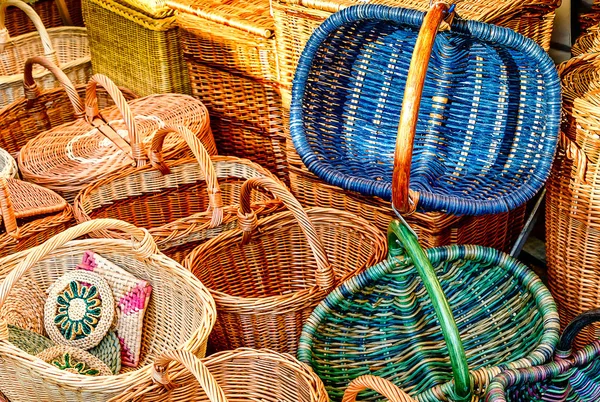 Shopping Wicker Baskets German Weekly Market — Stock Photo, Image