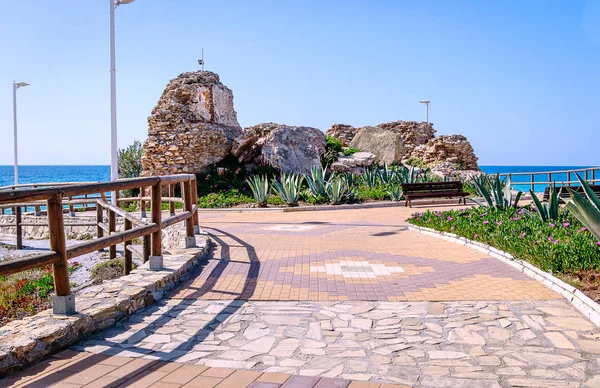 Promenade Playa Torrecilla Nerja Andalusien Costa Del Sol Spanien — Stockfoto
