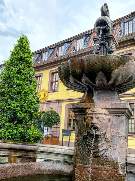 Fontaine Devant Palais Von Der Tann Dans Ville Baroque Fulda — Photo