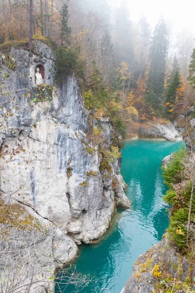 Vodopády Řeky Lech Bavorském Městě Füssen Hranici Mezi Rakouskem Německem — Stock fotografie