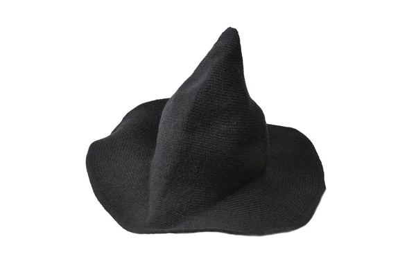 Chapéu de lã de bruxa isolado no fundo branco. Halooween pano. — Fotografia de Stock