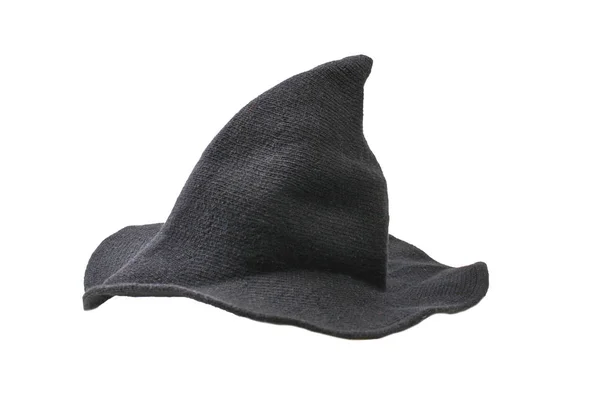 Cappello di lana strega isolato su sfondo bianco. Halooween stoffa. — Foto Stock