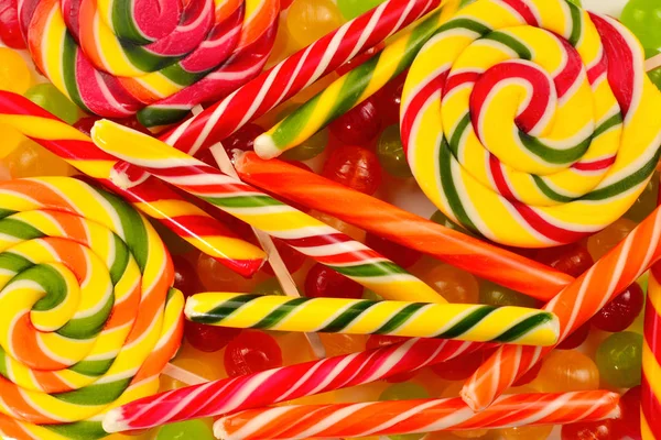 Colorful candies background. Lollipop. Top view. — Stock Photo, Image