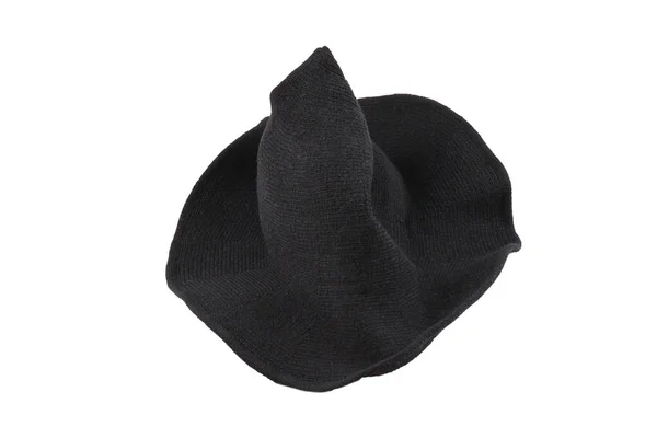 Chapéu de lã de bruxa isolado no fundo branco. Halooween pano. — Fotografia de Stock