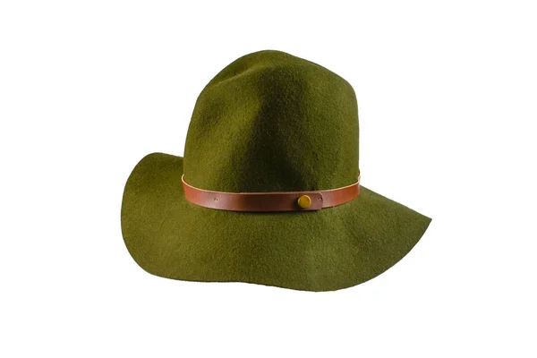 Sombrero verde vaquero aislado sobre fondo blanco. — Foto de Stock