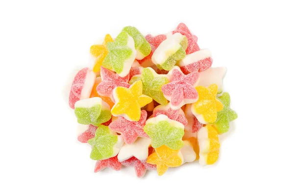 Сочные красочные желе звезды конфеты изолированы на белом. Гамми-канд — стоковое фото