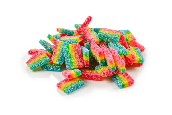 Dulces de jalea coloridos jugosos aislados en blanco. Caramelos de goma. . — Foto de Stock