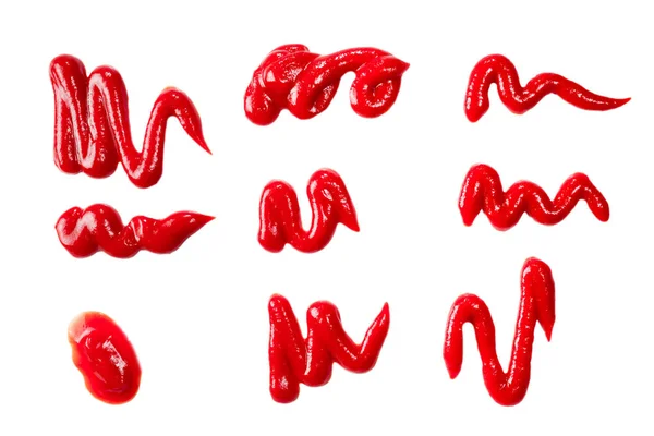 Ketchup splashes isolated on white background.