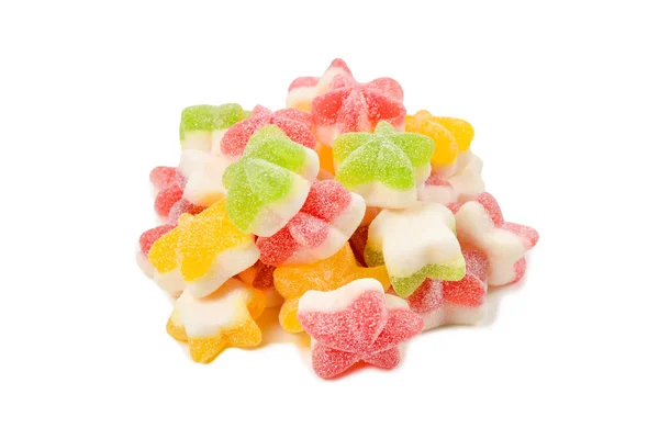 Juicy warna-warni jelly bintang permen diisolasi pada putih. Cand perekat — Stok Foto