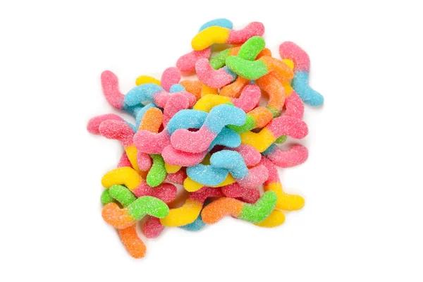 Soczyste kolorowe słodycze galaretki na białym tle. Cukierki gummy. Sn — Zdjęcie stockowe