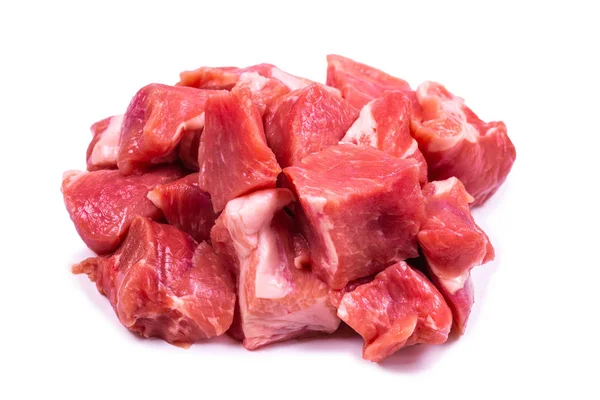 Verse rauwe varkensvleesstukken geïsoleerd. — Stockfoto