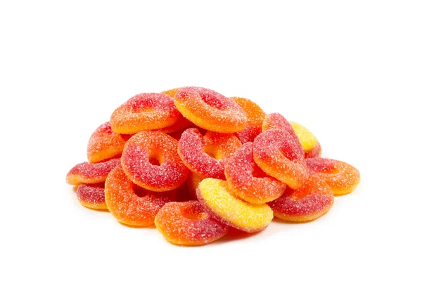 Jöle halkaları beyaz arka planda izole edilmiş. Turuncu halkalar. 