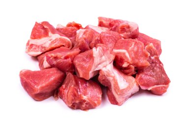 Taze çiğ domuz parçaları izole edilmiş.. 