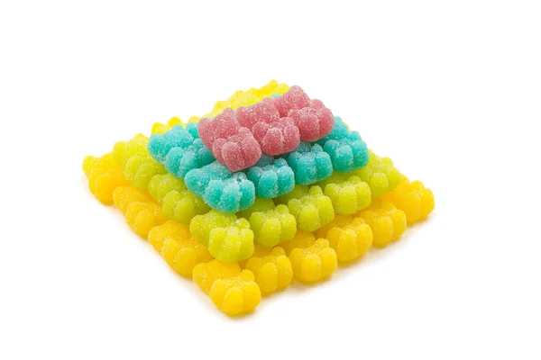 Pirámide de sudores de gelatina aislados sobre fondo blanco. —  Fotos de Stock