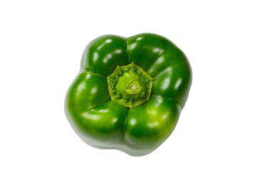Beyaz arkaplanda yeşil dolma biber.