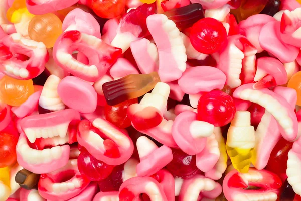 Verschiedene Gummibärchen. Ansicht von oben. Geleesüße. — Stockfoto