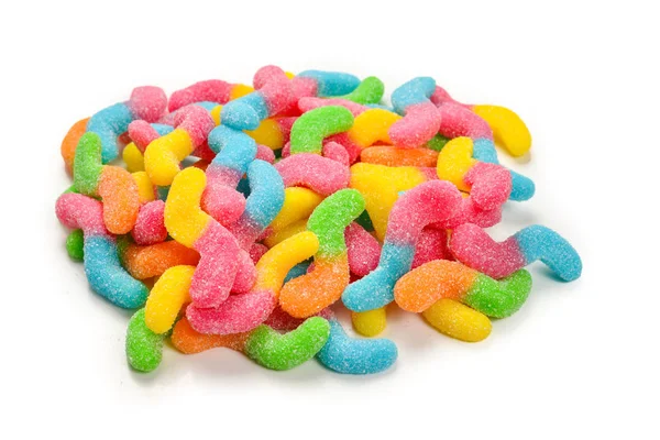 Soczyste kolorowe słodycze galaretki na białym tle. Cukierki gummy. Sn — Zdjęcie stockowe