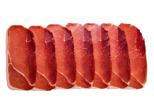 Sabroso Fondo Carne Jamón Rodajas Finas Vista Superior — Foto de Stock