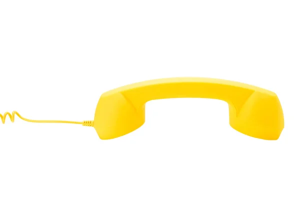 Yellow Handset Isolated White Copy Space — Stock Photo, Image