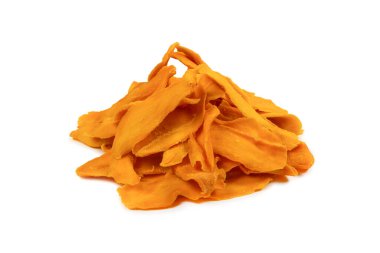 Tatlı mango dilimleri arka planda. Üst görünüm. 