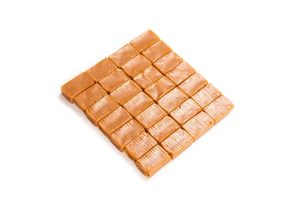 Tasty Caramel Candy Isolated White Background Copy Space — Stock Photo, Image