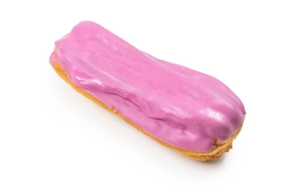 Verse Smakelijke Eclairs Witte Achtergrond Bovenaanzicht — Stockfoto