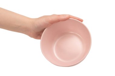 Pembe tabak kadının ellerinde yalıtılmış