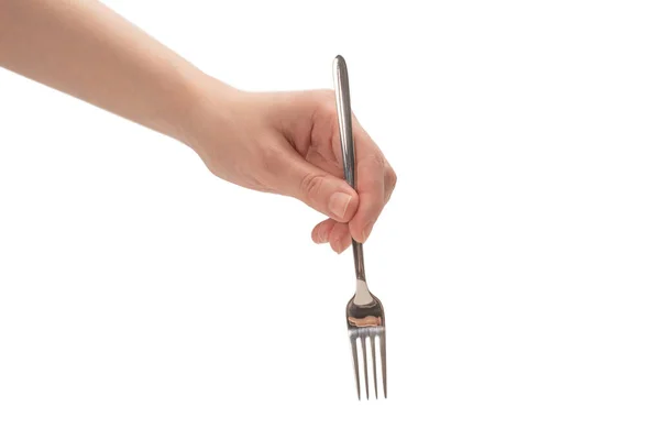 Fork Woman Hand Isolated White Background — Stock Photo, Image