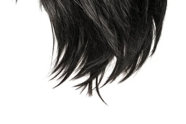 Pontas Cabelo Preto Isolado Fundo Branco — Fotografia de Stock