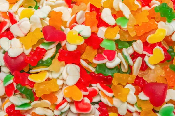 Assorted Gummy Candies Top View Jelly Sweets — Stock Photo, Image