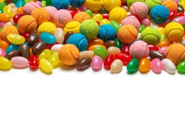 Assortiment Bonbons Gommeux Bonbons Gelée Isolés Sur Blanc Espace Copie — Photo