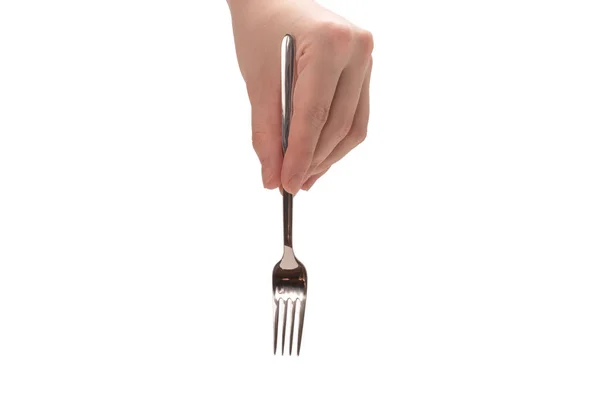 Fork Woman Hand Isolated White Background — Stock Photo, Image